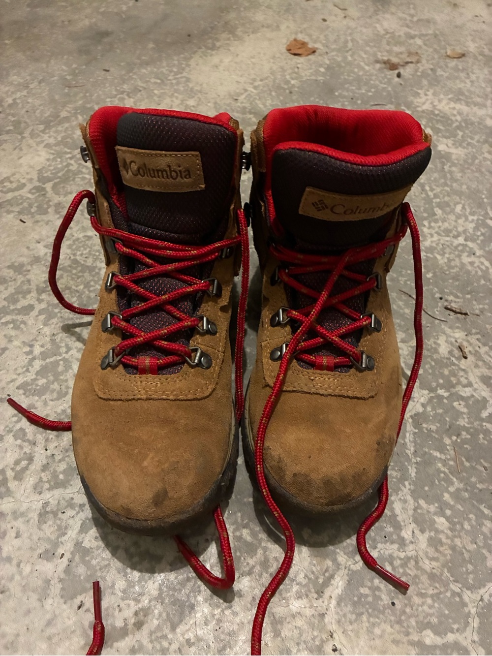 Columbia Kids Tan and Red Outdoor Hiking Boots